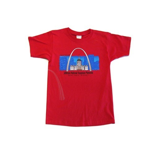 Youth T-Shirt: Gateway Arch "Glow"- Red